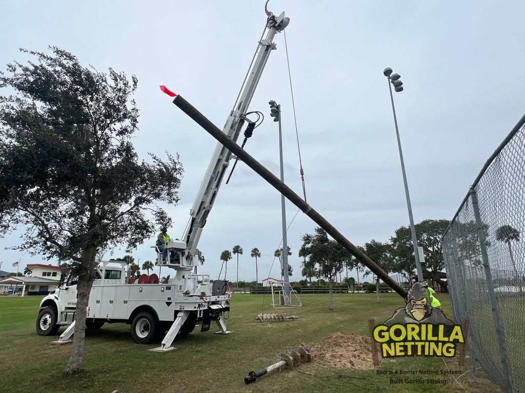 Blackstone Park Pole Installation for Perimeter Netting System