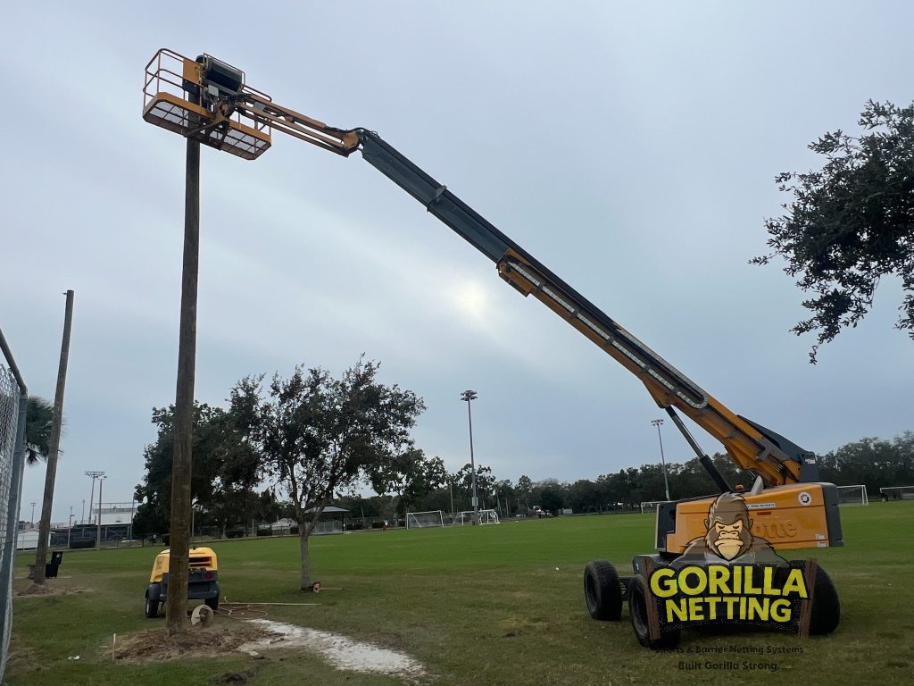 Blackstone Park pole installation for netting system.