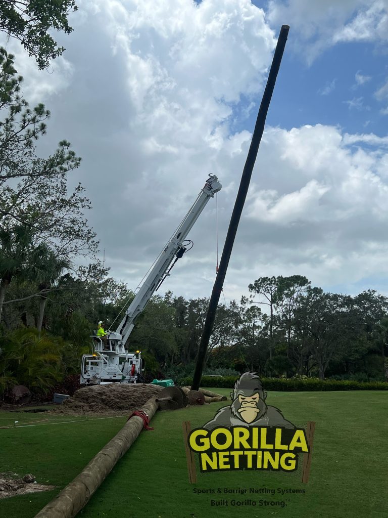 Eagle Creek Pole Installation for a netting system