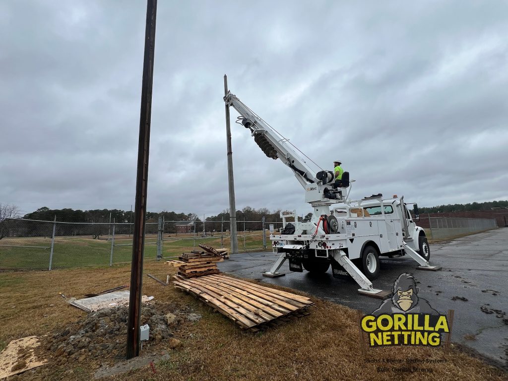 Lighting pole installation.