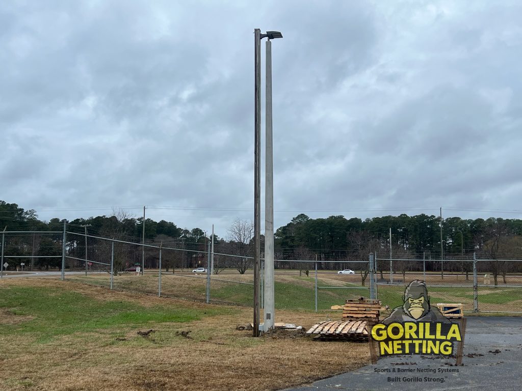 Lighting pole installation.