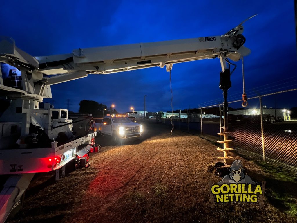 Lighting pole installation.