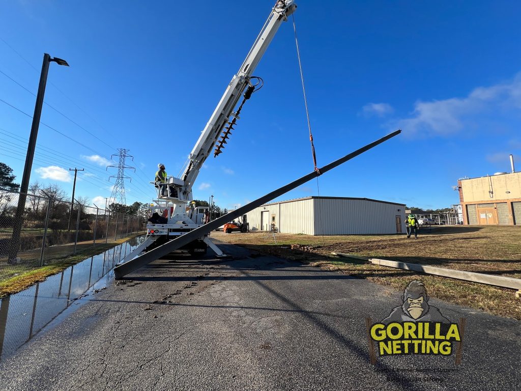 Lighting pole installation.