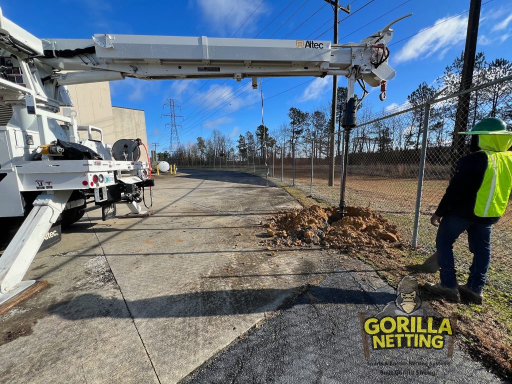 Lighting pole installation.